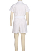 Short Sleeve Elastic Waist Jumpsuit