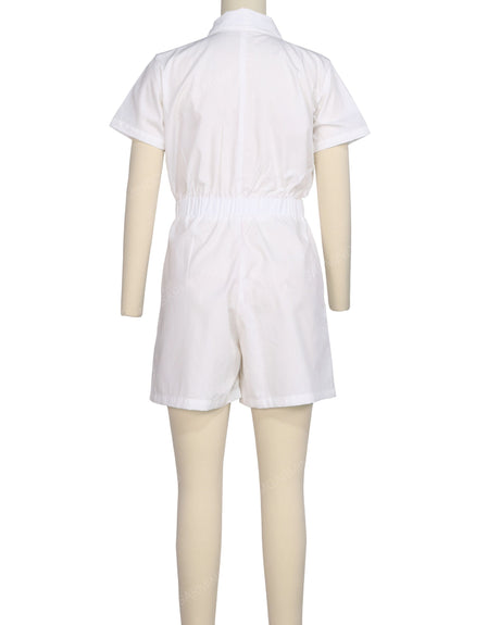 Short Sleeve Elastic Waist Jumpsuit