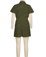 Short Sleeve Elastic Waist Jumpsuit