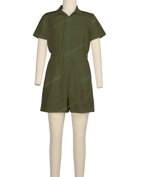 Short Sleeve Elastic Waist Jumpsuit
