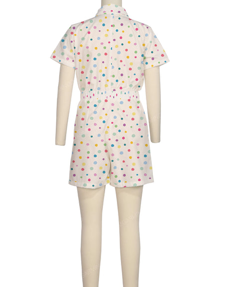 Short Sleeve Elastic Waist Jumpsuit