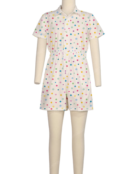 Short Sleeve Elastic Waist Jumpsuit