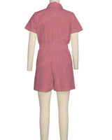 Short Sleeve Elastic Waist Jumpsuit