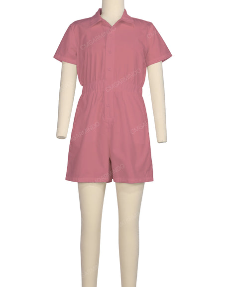 Short Sleeve Elastic Waist Jumpsuit