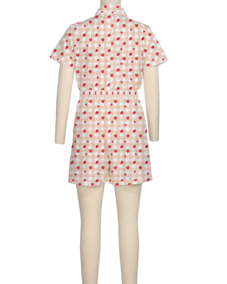 Short Sleeve Elastic Waist Jumpsuit