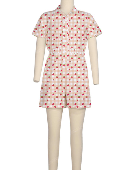 Short Sleeve Elastic Waist Jumpsuit