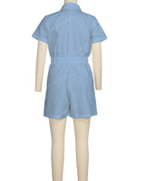 Short Sleeve Elastic Waist Jumpsuit