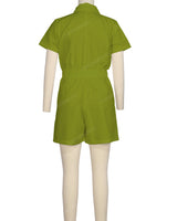 Short Sleeve Elastic Waist Jumpsuit