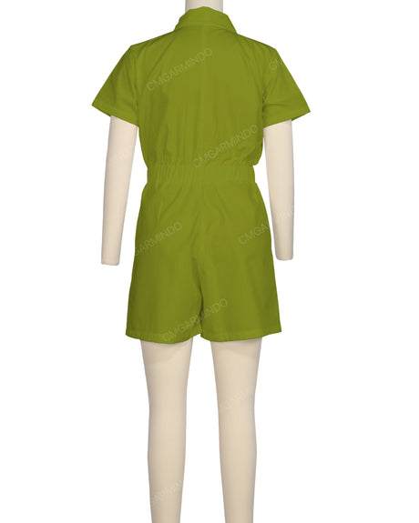Short Sleeve Elastic Waist Jumpsuit