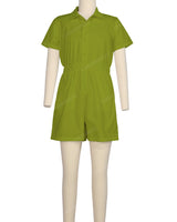 Short Sleeve Elastic Waist Jumpsuit