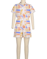 Short Sleeve Elastic Waist Jumpsuit