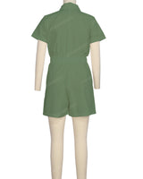 Short Sleeve Elastic Waist Jumpsuit