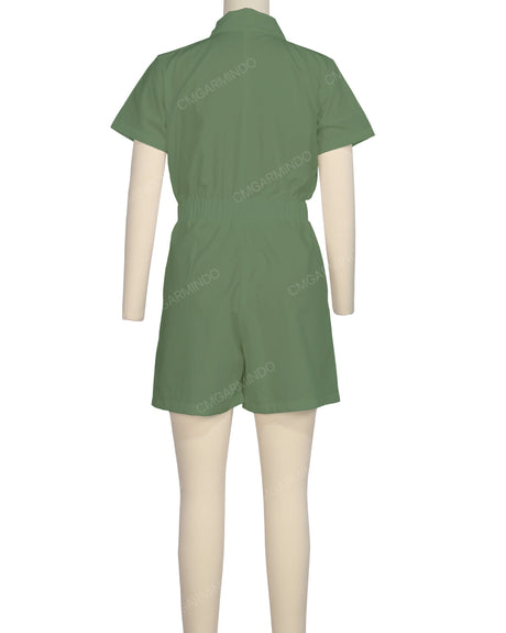 Short Sleeve Elastic Waist Jumpsuit