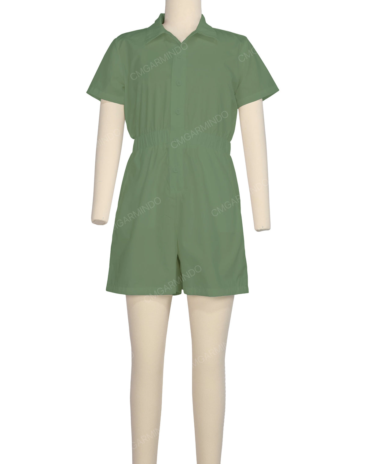 Short Sleeve Elastic Waist Jumpsuit