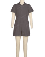 Short Sleeve Elastic Waist Jumpsuit