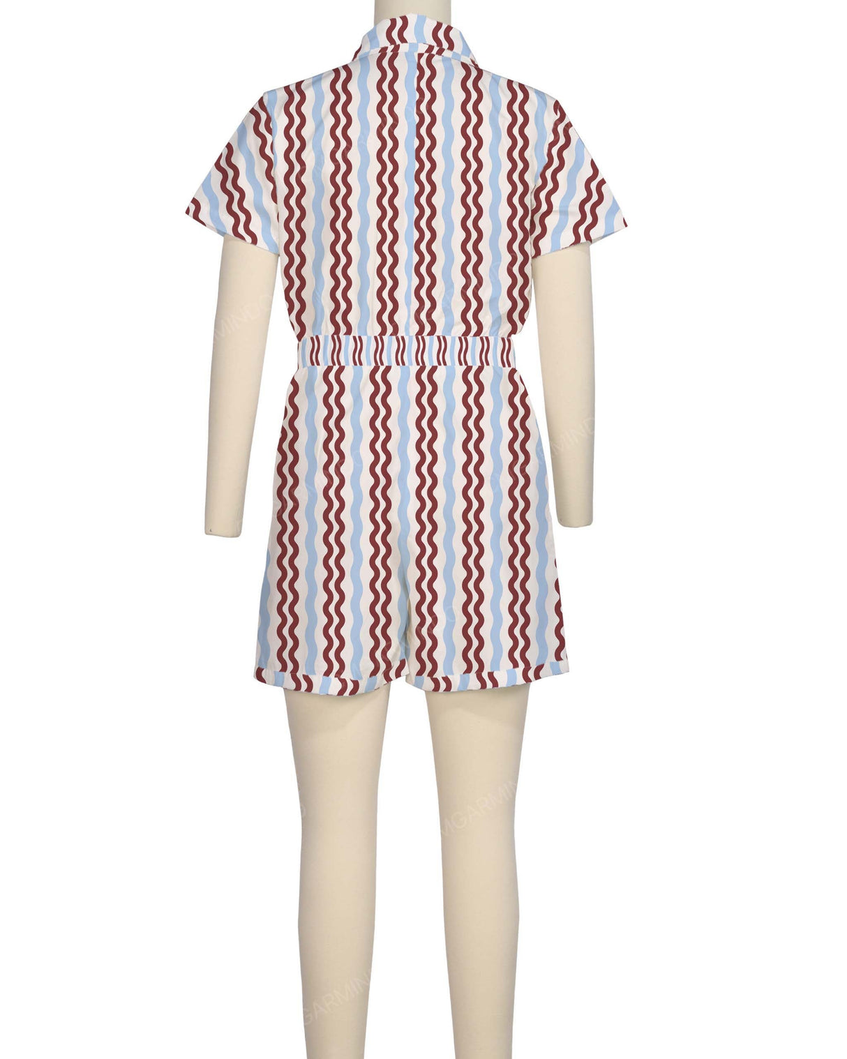 Short Sleeve Elastic Waist Jumpsuit