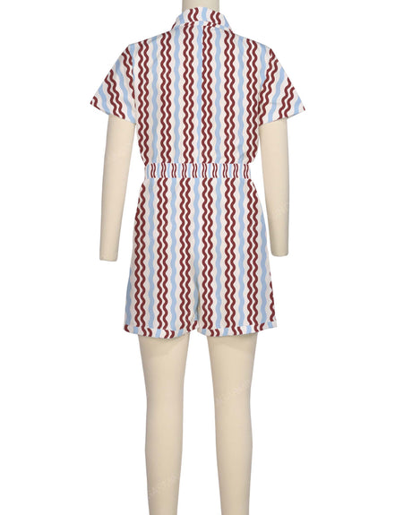 Short Sleeve Elastic Waist Jumpsuit