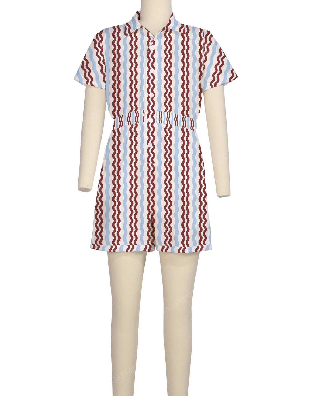 Short Sleeve Elastic Waist Jumpsuit