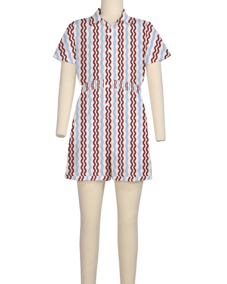 Short Sleeve Elastic Waist Jumpsuit