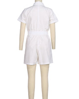 Short Sleeve Elastic Waist Jumpsuit