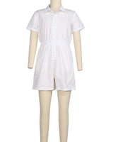 Short Sleeve Elastic Waist Jumpsuit