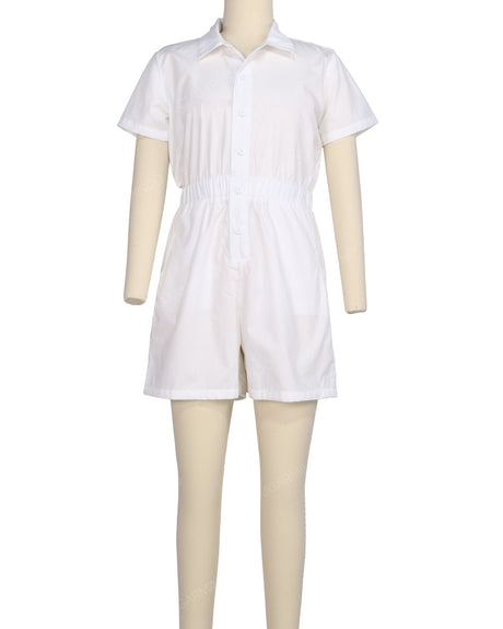 Short Sleeve Elastic Waist Jumpsuit