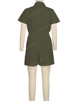Short Sleeve Elastic Waist Jumpsuit