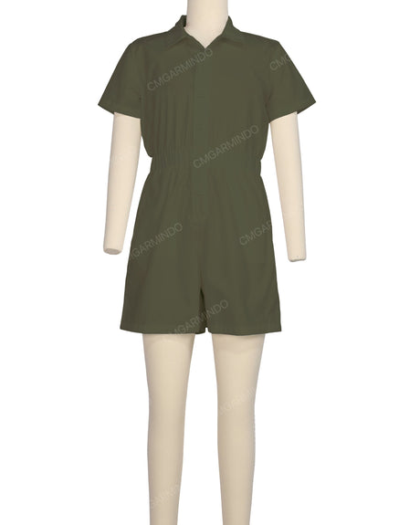 Short Sleeve Elastic Waist Jumpsuit