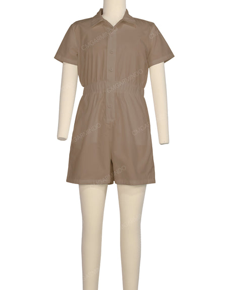 Short Sleeve Elastic Waist Jumpsuit