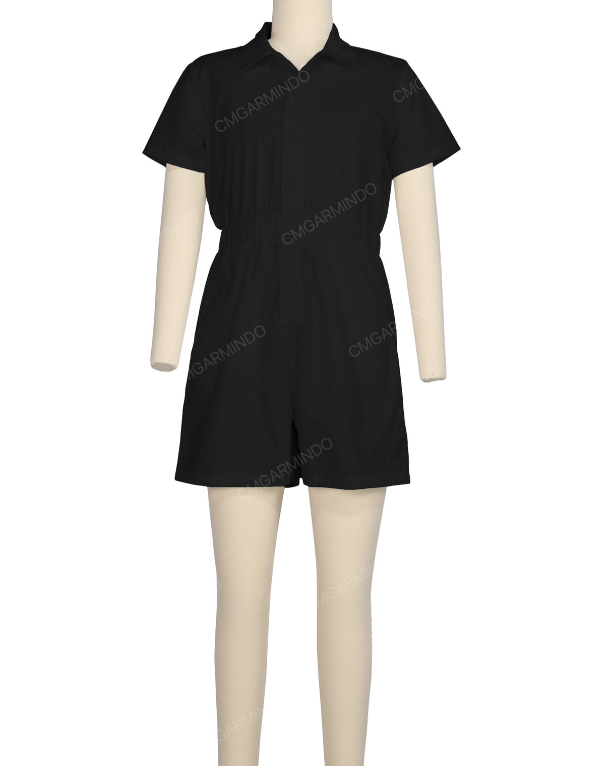 Short Sleeve Elastic Waist Jumpsuit