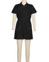 Short Sleeve Elastic Waist Jumpsuit