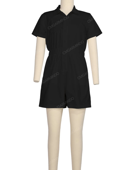 Short Sleeve Elastic Waist Jumpsuit