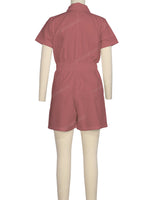 Short Sleeve Elastic Waist Jumpsuit
