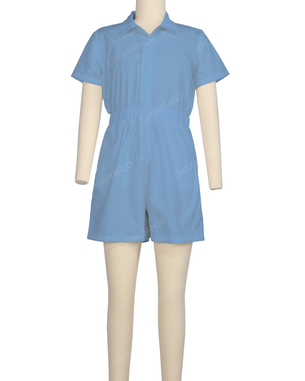 Short Sleeve Elastic Waist Jumpsuit