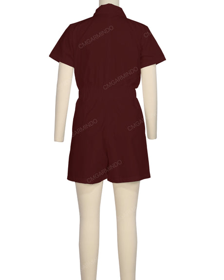 Short Sleeve Elastic Waist Jumpsuit