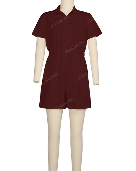 Short Sleeve Elastic Waist Jumpsuit