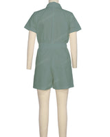 Short Sleeve Elastic Waist Jumpsuit