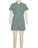 Short Sleeve Elastic Waist Jumpsuit