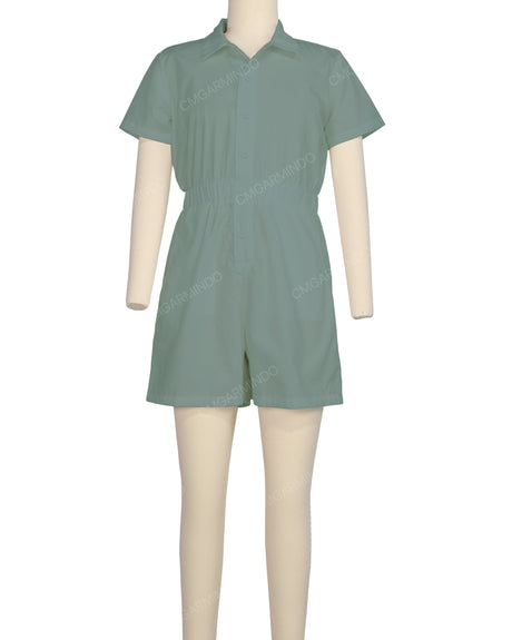 Short Sleeve Elastic Waist Jumpsuit