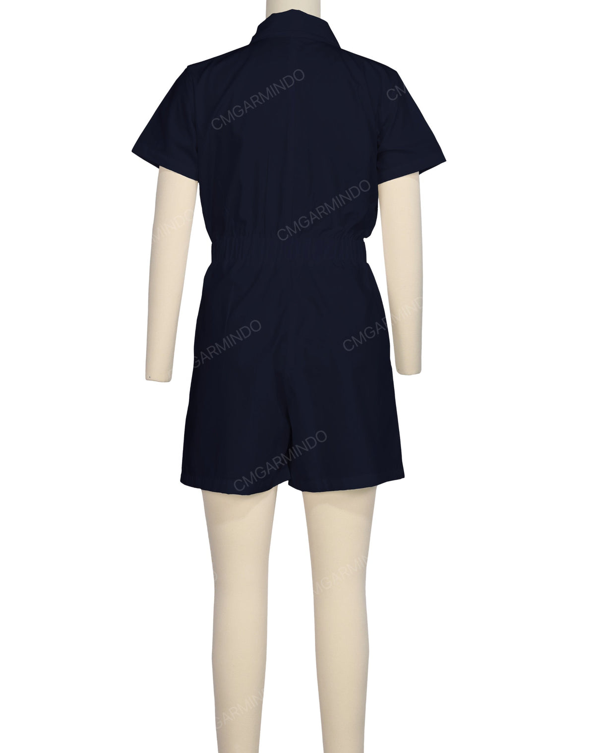 Short Sleeve Elastic Waist Jumpsuit