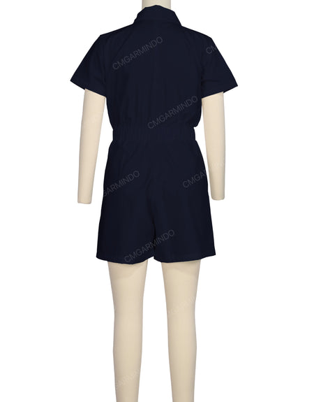 Short Sleeve Elastic Waist Jumpsuit