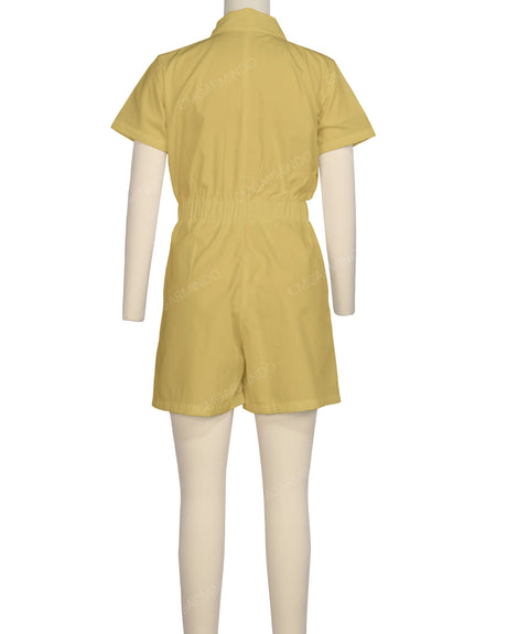 Short Sleeve Elastic Waist Jumpsuit