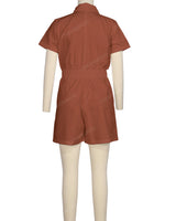 Short Sleeve Elastic Waist Jumpsuit