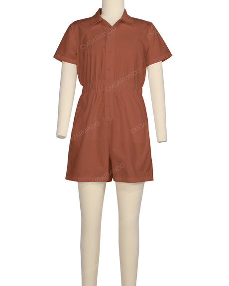Short Sleeve Elastic Waist Jumpsuit