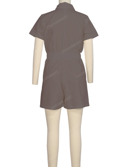 Short Sleeve Elastic Waist Jumpsuit