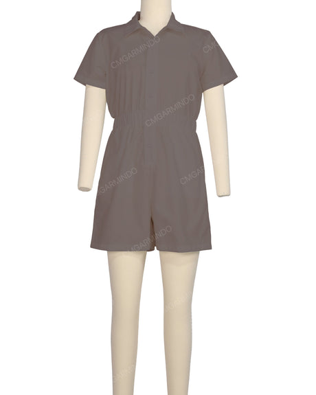 Short Sleeve Elastic Waist Jumpsuit