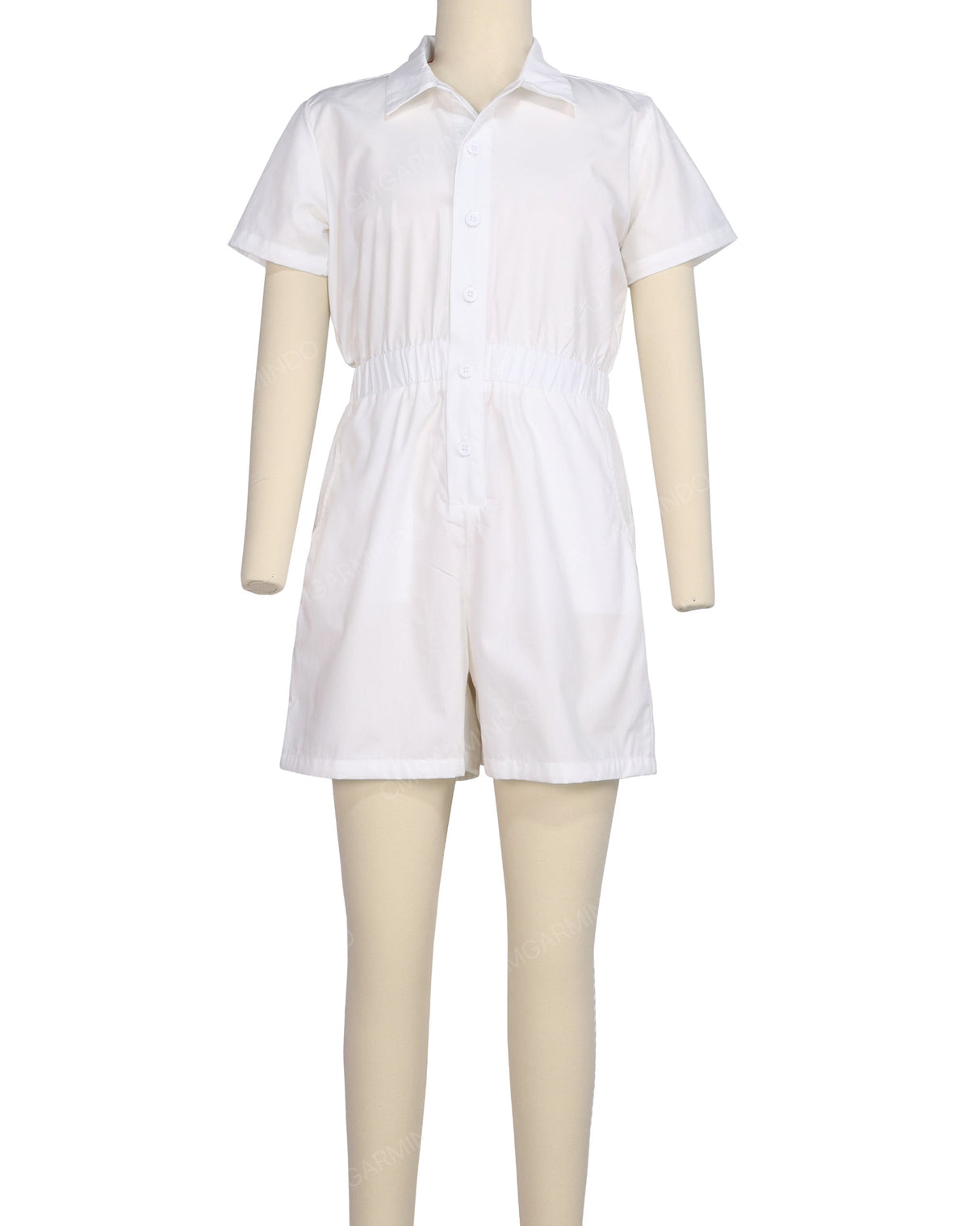 Short Sleeve Elastic Waist Jumpsuit