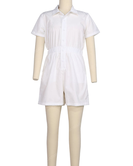 Short Sleeve Elastic Waist Jumpsuit