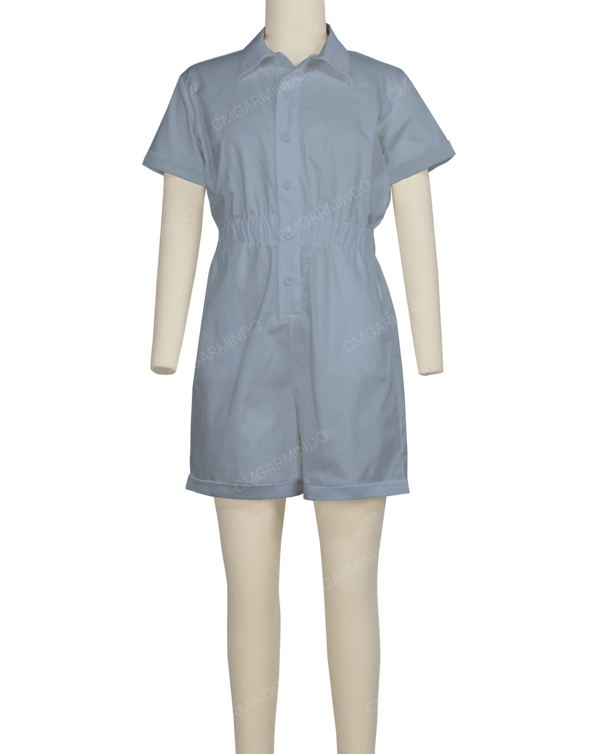 Short Sleeve Cuffed Hem Jumpsuit