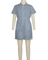Short Sleeve Cuffed Hem Jumpsuit